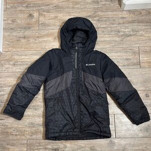 Columbia Kids Black and Gray Hooded Winter Coat Size Medium